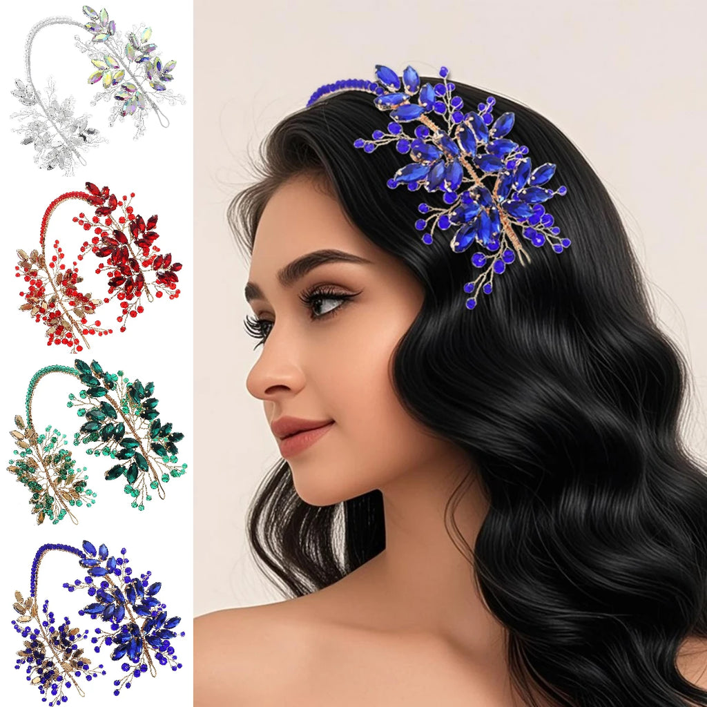 Fashion Crystal Beads Flower Hairband Elegant Double Metal Headband For Women Performance Party Classic Hair Accessories