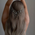 Bridal Water Drop V Shape Headpiece Chain Women Head Accessories Handmade Boho Metal Tassel Hair Comb Headband Wedding Jewelry