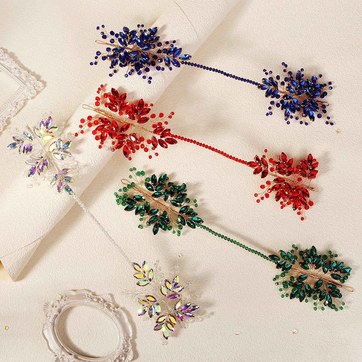 Fashion Crystal Beads Flower Hairband Elegant Double Metal Headband For Women Performance Party Classic Hair Accessories